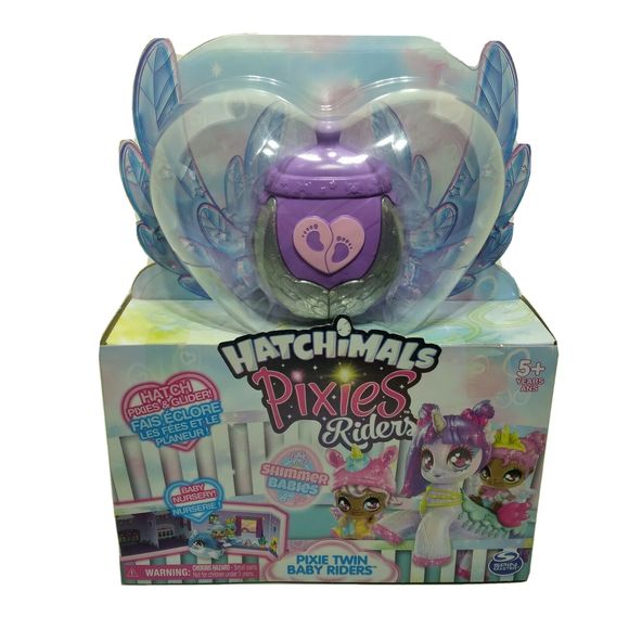 Hatchimals Pixies Riders Pixies Shimmer Twin Babies w/Nursery & Glider - Picture 6 of 6